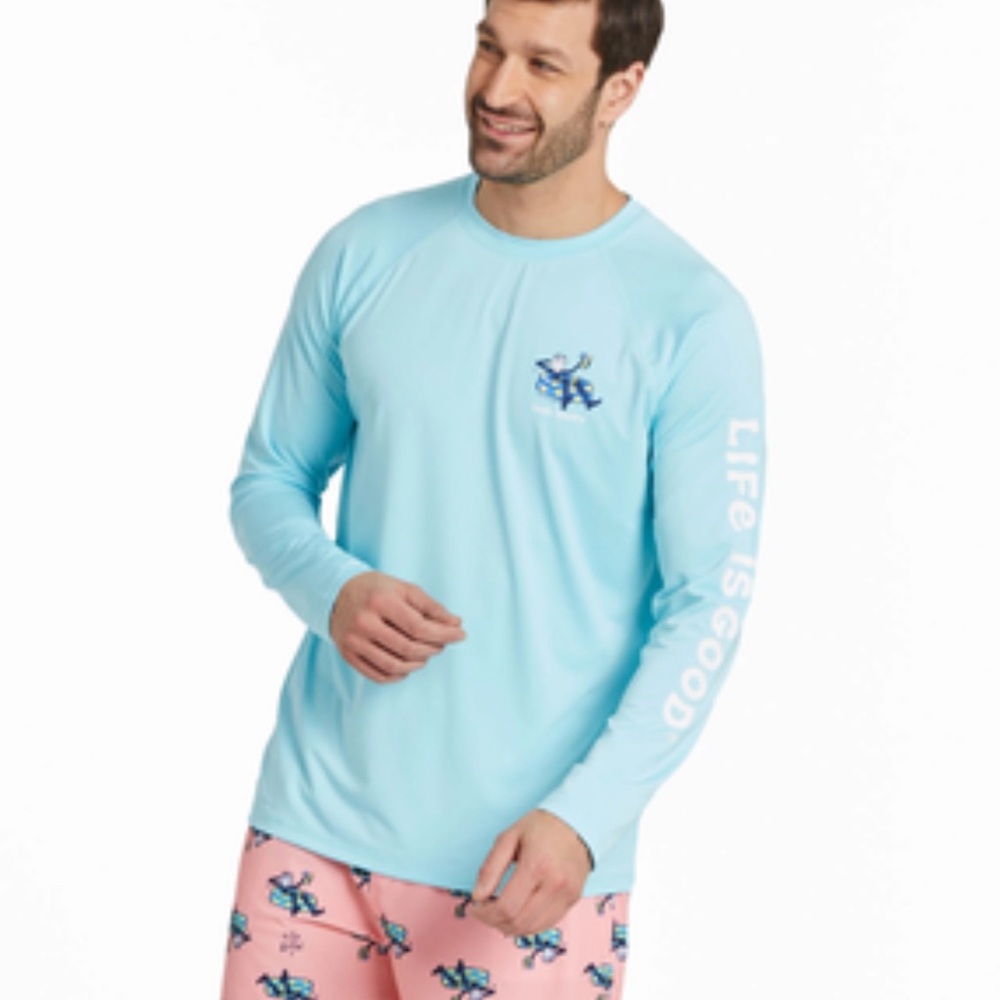 Life is Good Men's Pool Party Long Sleeve Rashguard Size Medium NWT